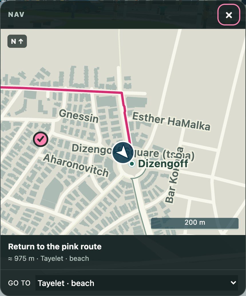 The in-game navigation map